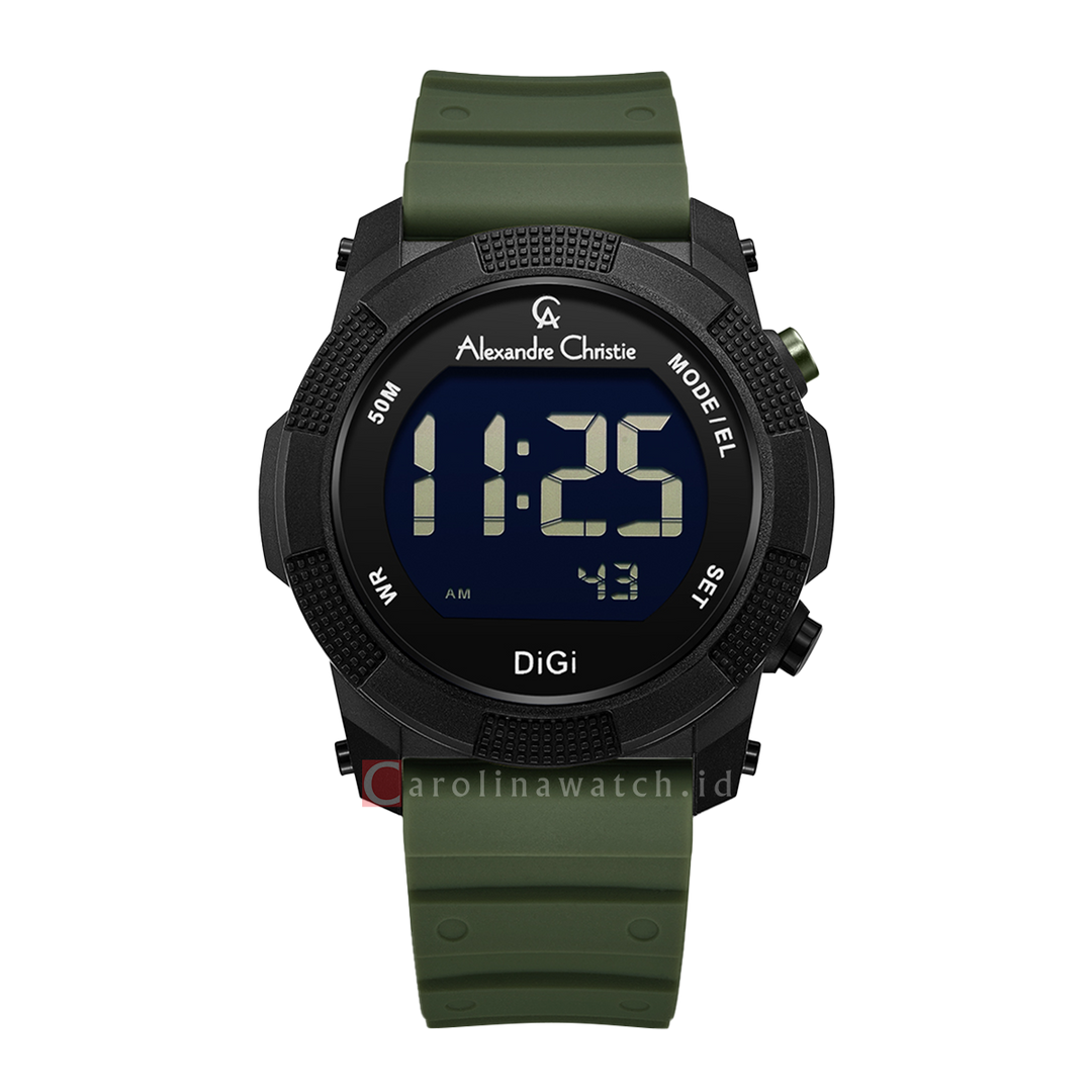 Jam Tangan Alexandre Christie DIGI AC 9367 MHRIPBAGN Men Digital Dial Green Rubber Strap