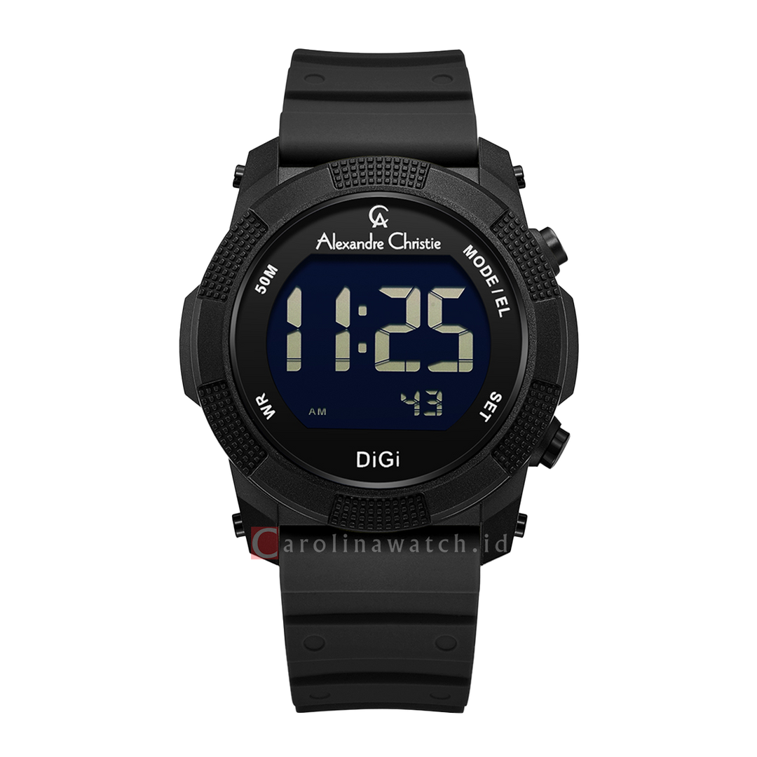 Jam Tangan Alexandre Christie DIGI AC 9367 MHRIPBA Men Digital Dial Black Rubber Strap