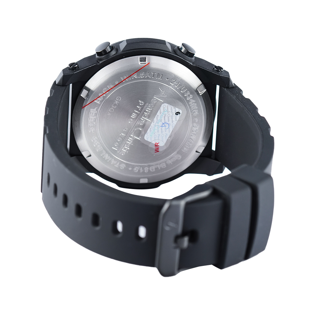 Jam Tangan Alexandre Christie DIGI AC 9367 MHRIPBA Men Digital Dial Black Rubber Strap