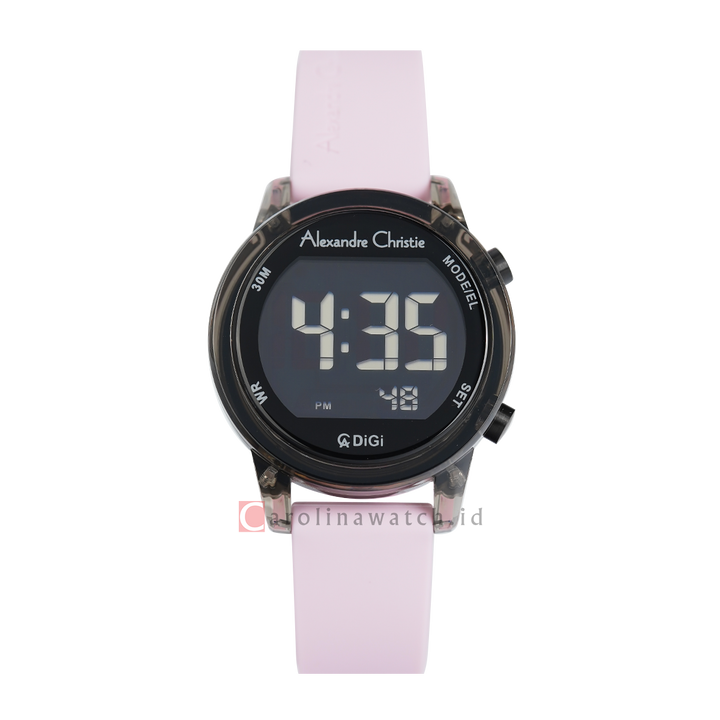 Jam Tangan Alexandre Christie Digi AC 9368 LHRIPBAPN Women Digital Dial Light Purple Rubber Strap