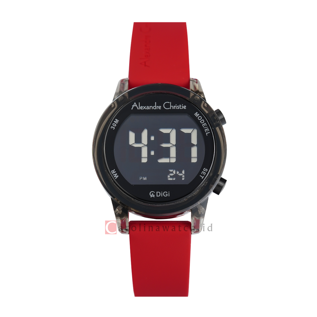 Jam Tangan Alexandre Christie Digi AC 9368 LHRIPBARE Women Digital Dial Red Rubber Strap