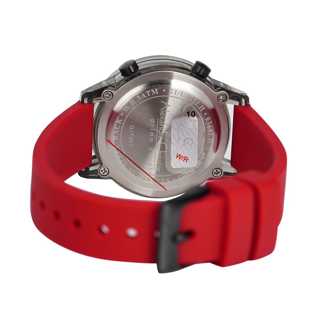 Jam Tangan Alexandre Christie Digi AC 9368 LHRIPBARE Women Digital Dial Red Rubber Strap