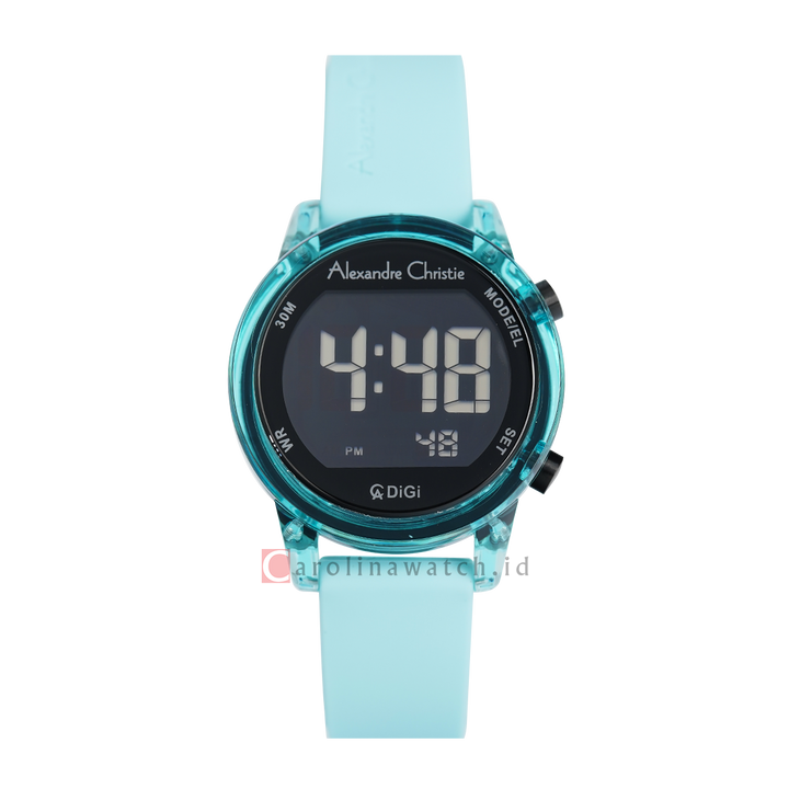 Jam Tangan Alexandre Christie Digi AC 9368 LHRLBBA Women Digital Dial Aqua Rubber Strap