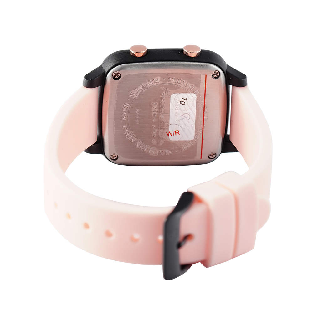 Jam Tangan Alexandre Christie AC 9369 LHRIPBAPN Women Digital Dial Pink Rubber Strap