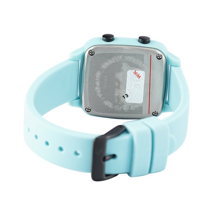 Jam Tangan Alexandre Christie AC 9369 LHRIUBA Women Digital Dial Light Blue Rubber Strap