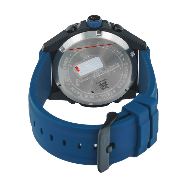 Jam Tangan Alexandre Christie AC 9370 MHRIPBABU Men Digital Analog Dial Blue Rubber Strap