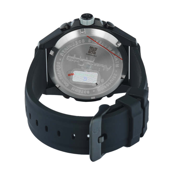 Jam Tangan Alexandre Christie AC 9370 MHRIPBASL Men Digital Analog Dial Black Rubber Strap