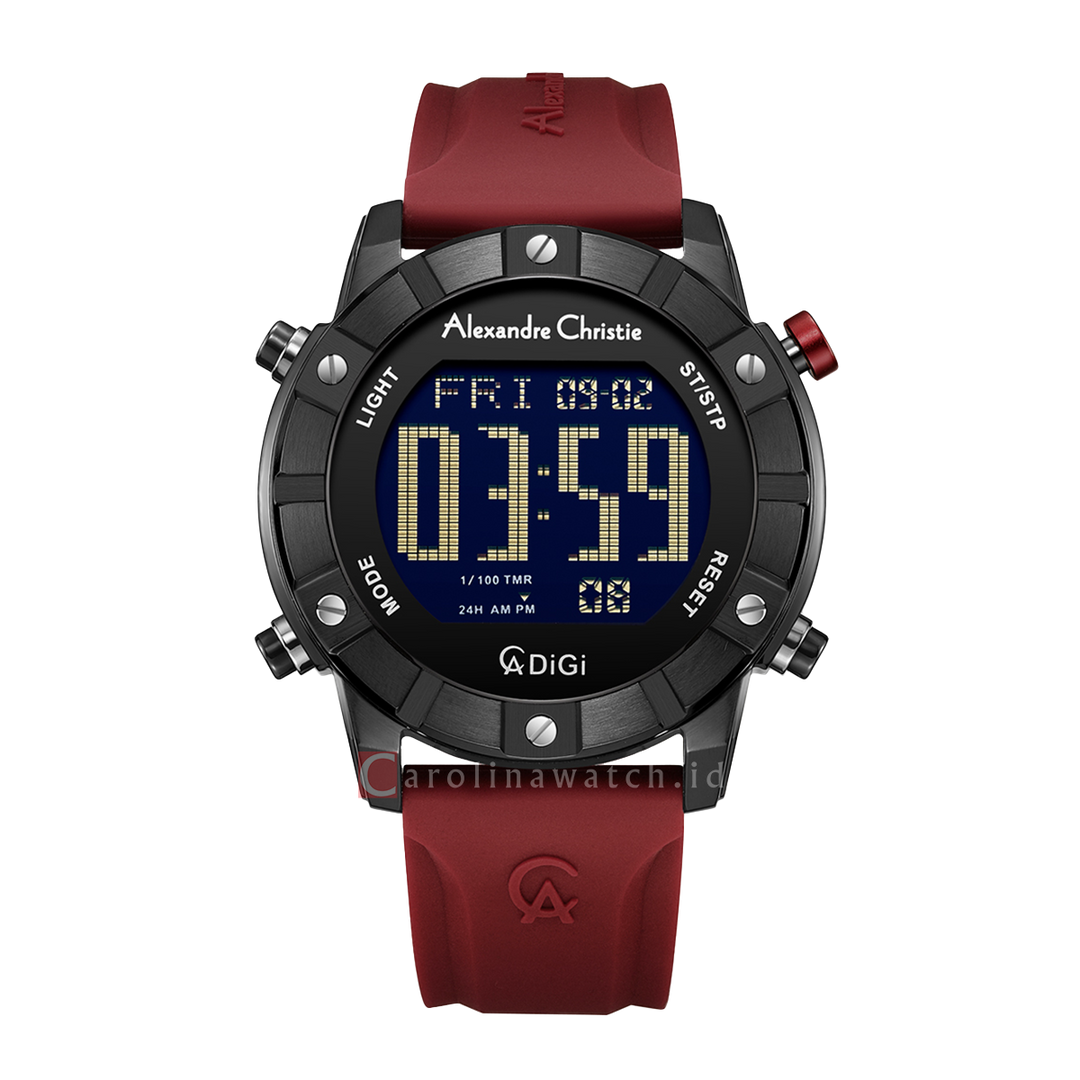 Jam Tangan Alexandre Christie DIGI AC 9373 MHRIPBARE Men Digital Dial Red Rubber Strap
