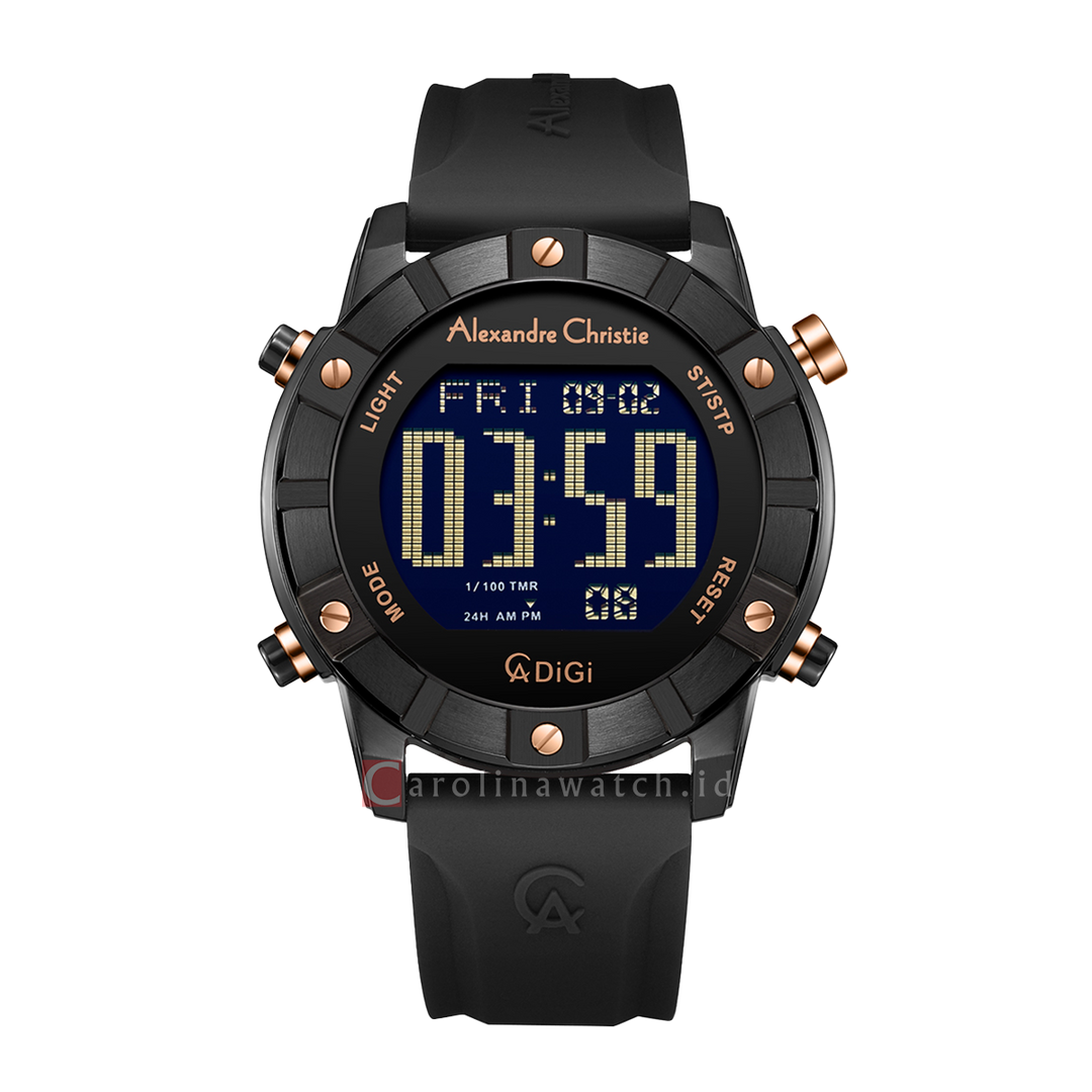 Jam Tangan Alexandre Christie DIGI AC 9373 MHRIPBARG Men Digital Dial Black Rubber Strap