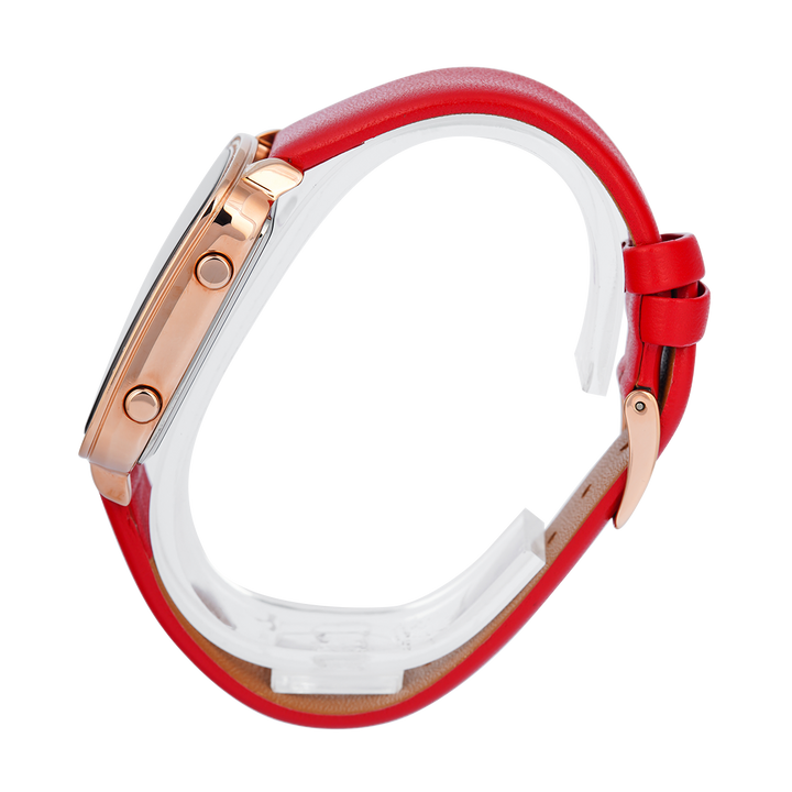 Jam Tangan Alexandre Christie Digi AC 9380 LHLRGBARE Women Digital Dial Red Leather Strap