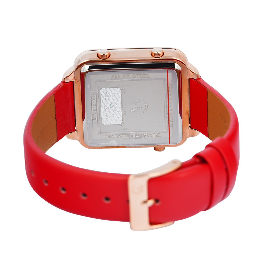 Jam Tangan Alexandre Christie Digi AC 9380 LHLRGBARE Women Digital Dial Red Leather Strap