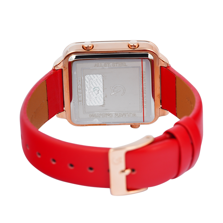 Jam Tangan Alexandre Christie Digi AC 9380 LHLRGBARE Women Digital Dial Red Leather Strap