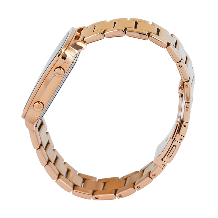 Jam Tangan Alexandre Christie DIGI AC 9381 LHBRGBA Women Digital Dial Rose Gold Stainless Steel Strap Extra Genuine Leather Strap