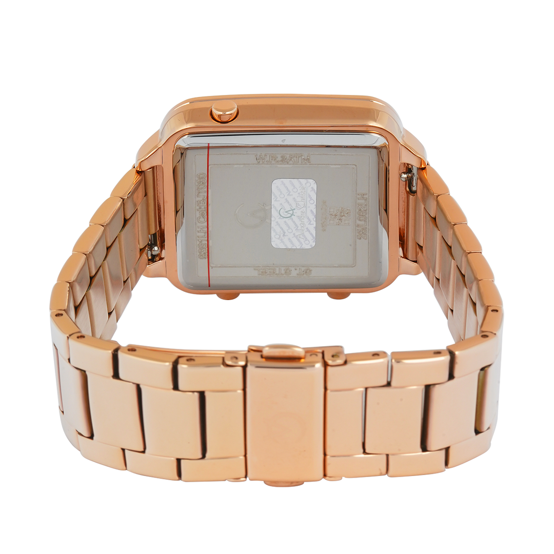 Jam Tangan Alexandre Christie DIGI AC 9381 LHBRGBA Women Digital Dial Rose Gold Stainless Steel Strap Extra Genuine Leather Strap