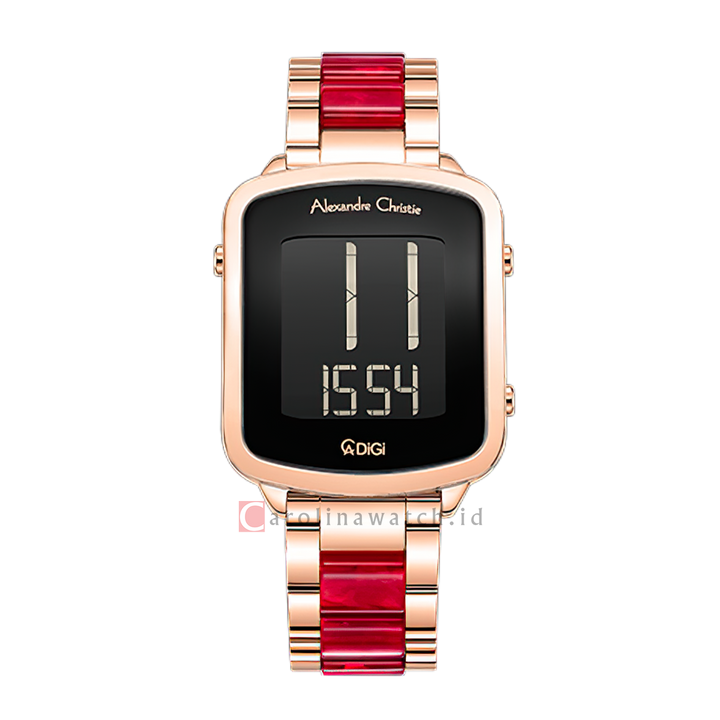 Jam Tangan Alexandre Christie DIGI AC 9381 LHBRGBADR Women Digital Dial Dual Tone Stainless Steel Strap