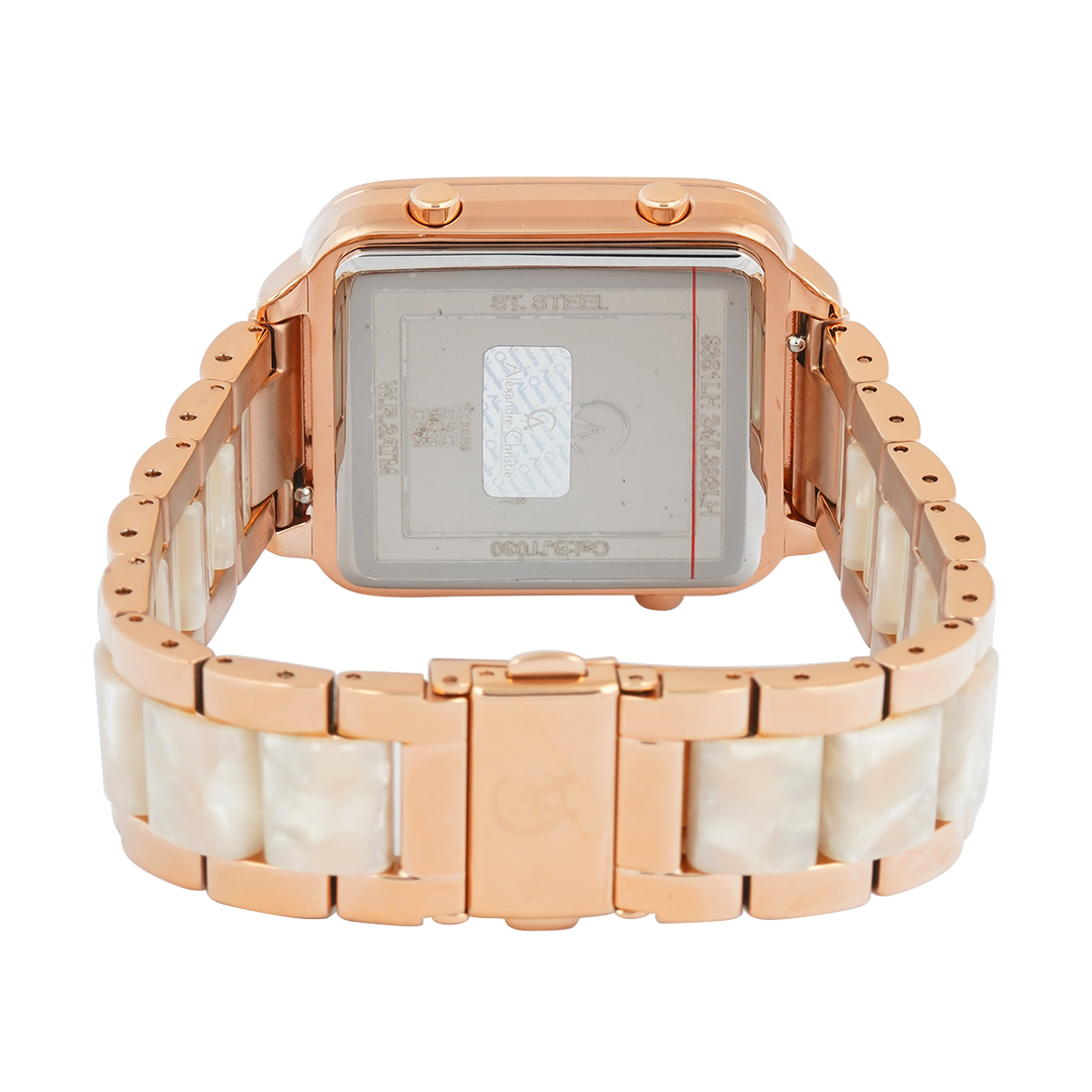 Jam Tangan Alexandre Christie DIGI AC 9381 LHBRGBAIV Women Digital Dial Dual Tone Stainless Steel Strap