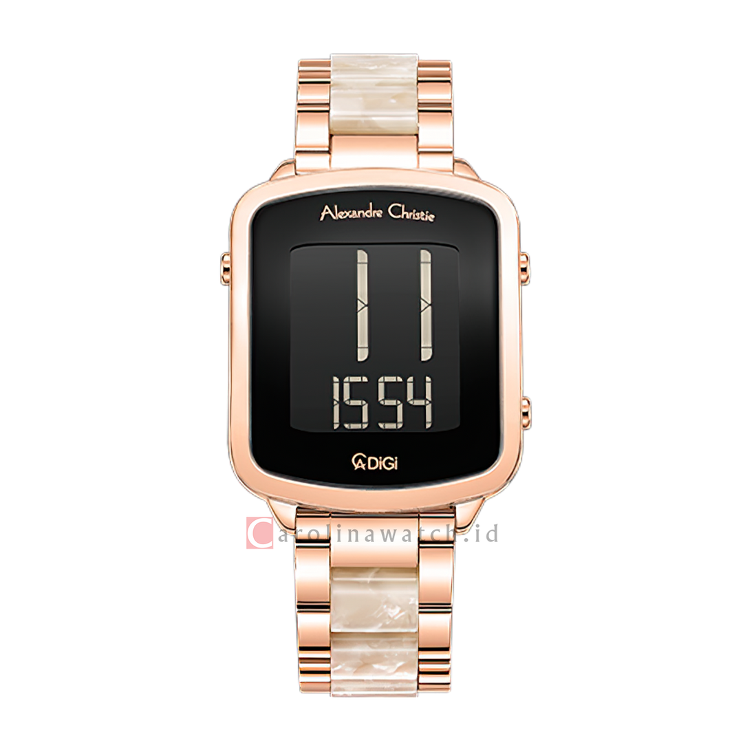 Jam Tangan Alexandre Christie DIGI AC 9381 LHBRGBAIV Women Digital Dial Dual Tone Stainless Steel Strap