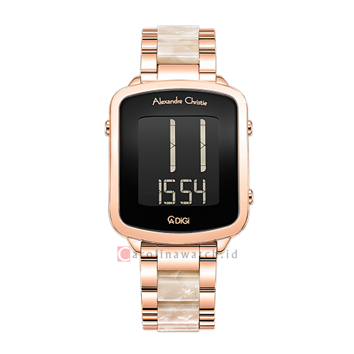 Jam Tangan Alexandre Christie DIGI AC 9381 LHBRGBAIV Women Digital Dial Dual Tone Stainless Steel Strap