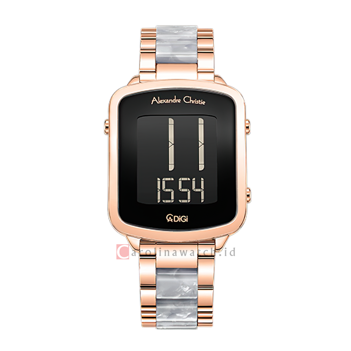 Jam Tangan Alexandre Christie DIGI AC 9381 LHBRGBALB Women Digital Dial Dual Tone Stainless Steel Strap