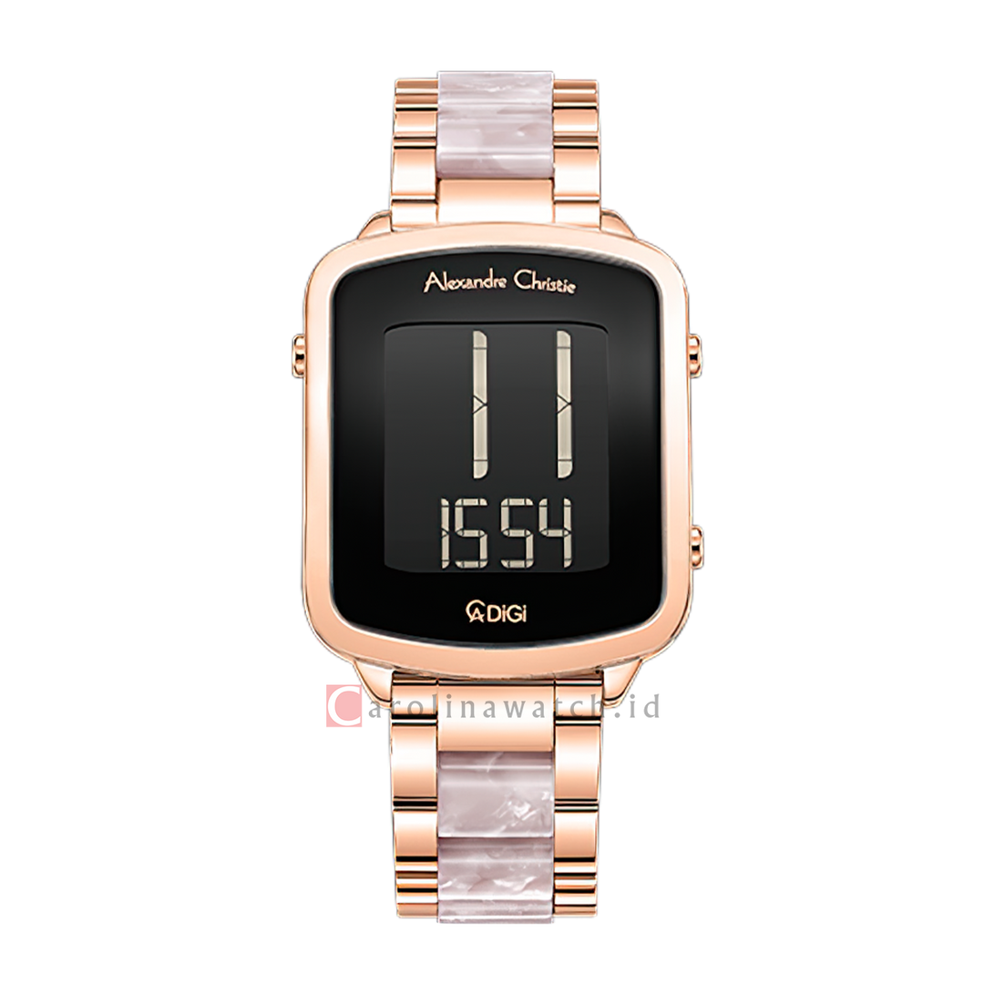 Jam Tangan Alexandre Christie DIGI AC 9381 LHBRGBALP Women Digital Dial Dual Tone Stainless Steel Strap