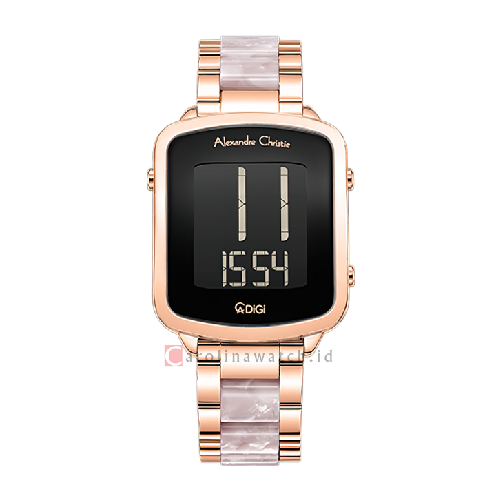 Jam Tangan Alexandre Christie DIGI AC 9381 LHBRGBALP Women Digital Dial Dual Tone Stainless Steel Strap