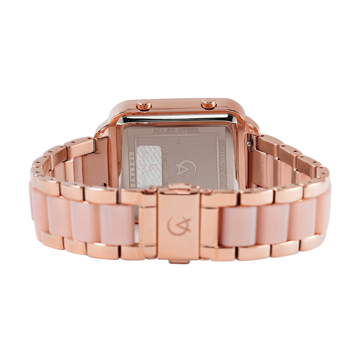 Jam Tangan Alexandre Christie AC 9381 LHBRGBAPN Women Digital Dial Dual Tone Stainless Steel Strap