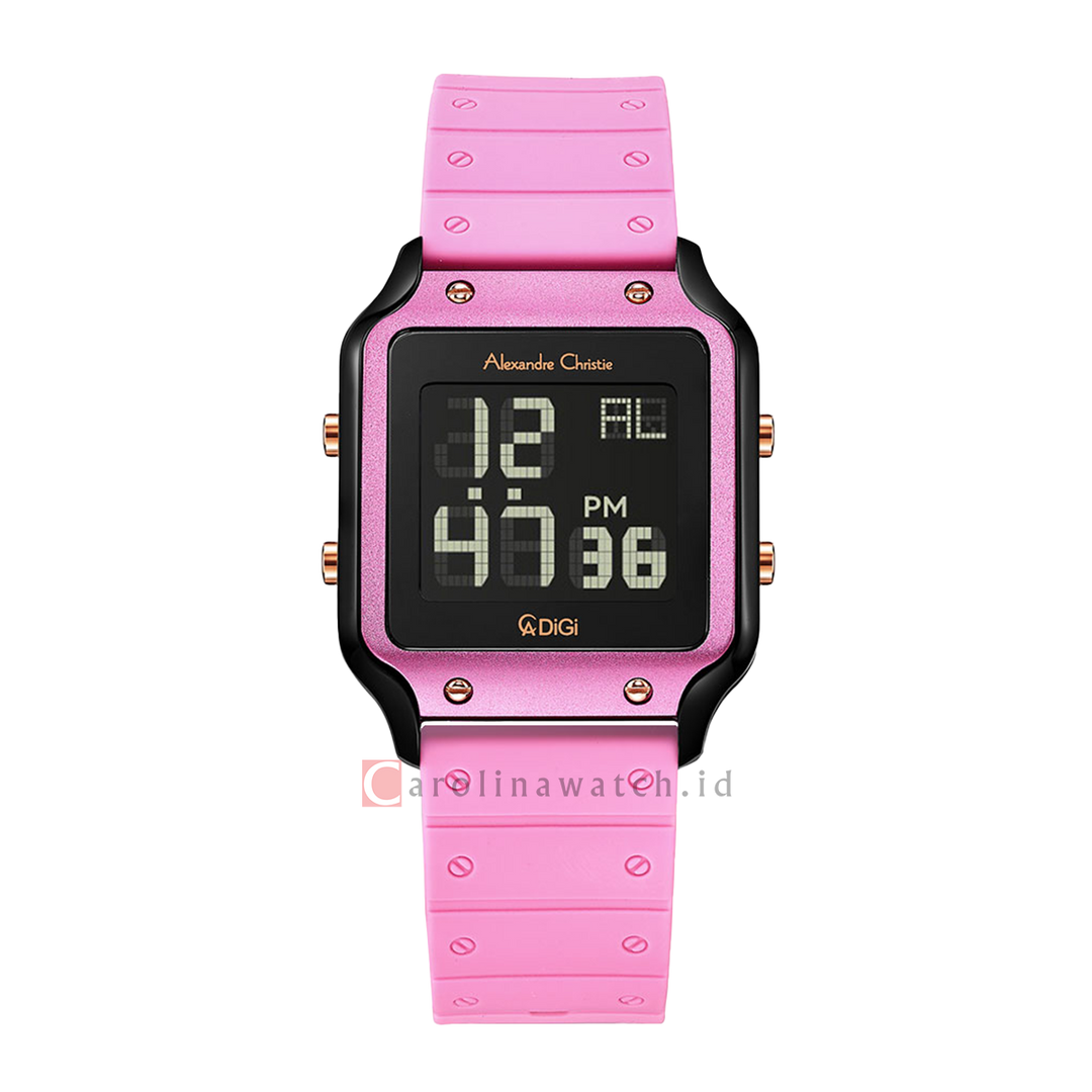 Jam Tangan Alexandre Christie AC 9382 LHRBRBAPN Women Digital Dial Pink Rubber Strap