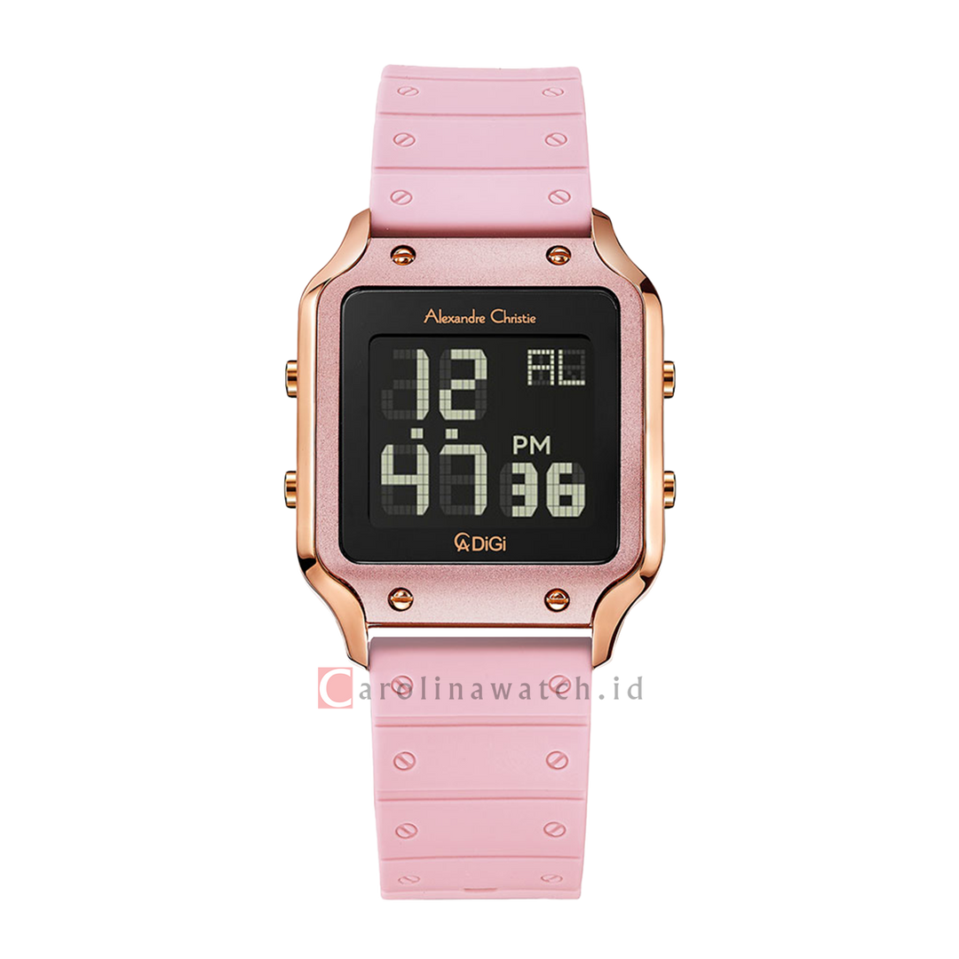 Jam Tangan Alexandre Christie DIGI AC 9382 LHRRGBALK Women Digital Dial Pink Rubber Strap