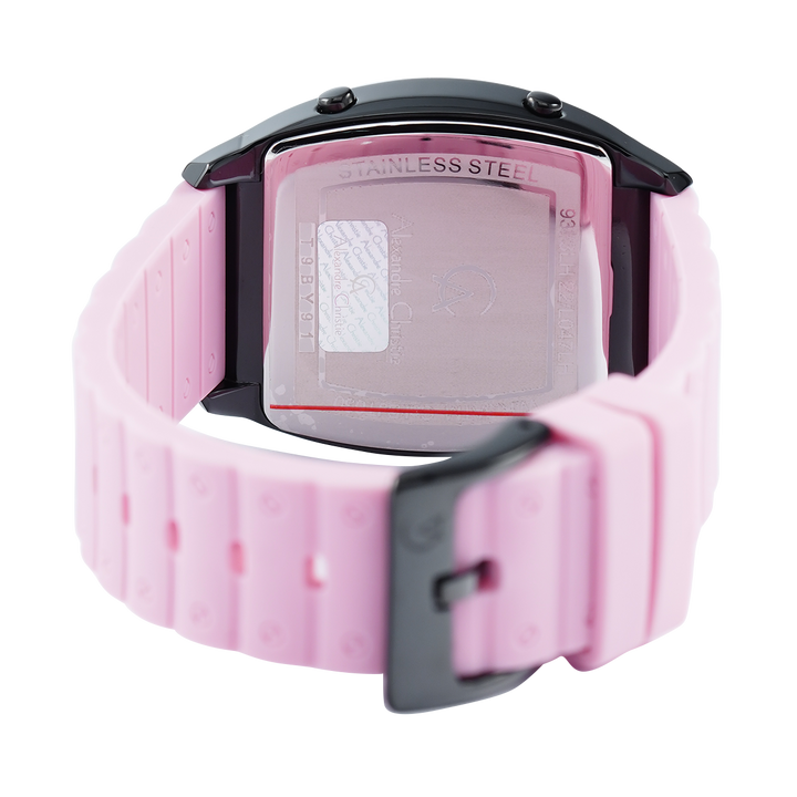 Jam Tangan Alexandre Christie AC 9383 LHRIPBAPN Women Digital Dial Pink Rubber Strap