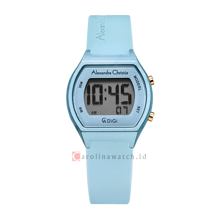 Jam Tangan Alexandre Christie Digi AC 9384 LHRRGLB Women Digital Dial Light Blue Rubber Strap