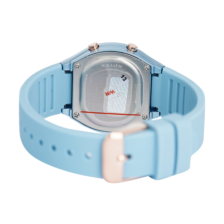 Jam Tangan Alexandre Christie Digi AC 9384 LHRRGLB Women Digital Dial Light Blue Rubber Strap