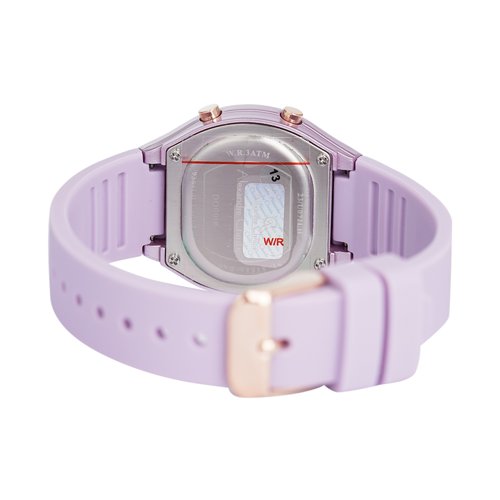 Jam Tangan Alexandre Christie Digi AC 9384 LHRRGPU Women Digital Dial Purple Rubber Strap