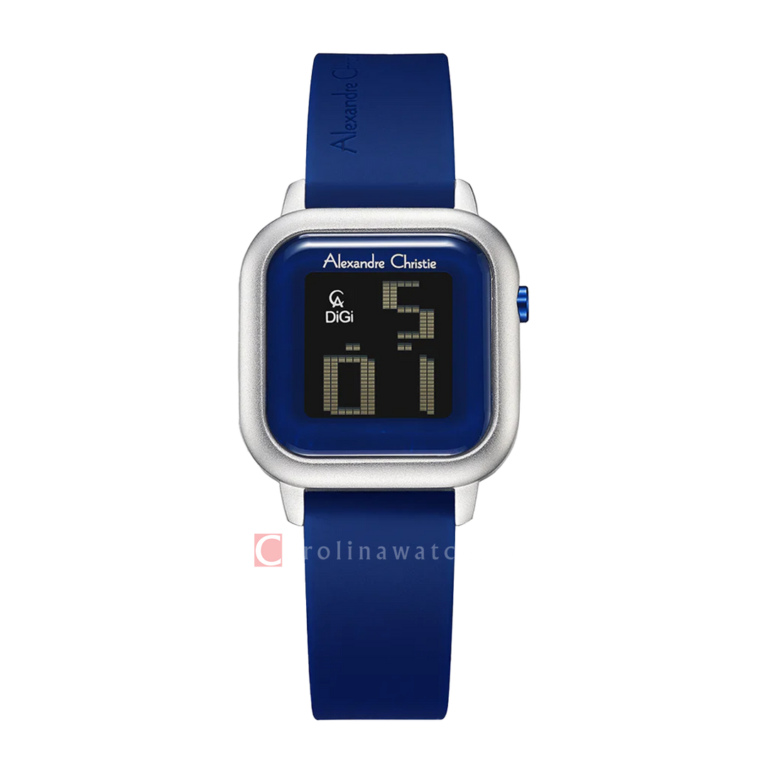 Jam Tangan Alexandre Christie Digi AC 9392 LHRSSBU Women Digital Dial Blue Rubber Strap