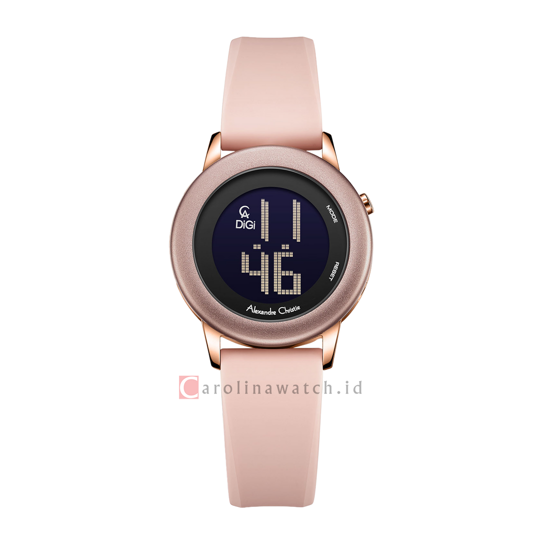 Jam Tangan Alexandre Christie Digi AC 9393 LHRRGPNBA Women Digital Dial Pink Rubber Strap