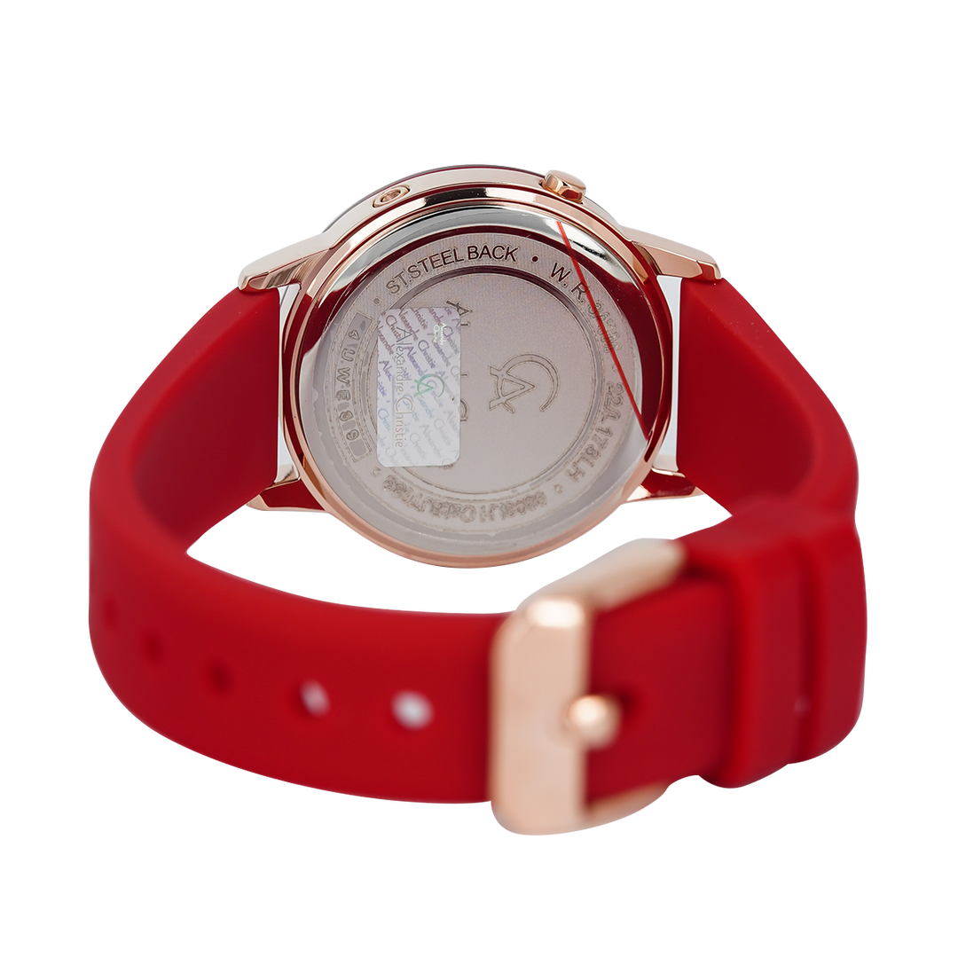 Jam Tangan Alexandre Christie Digi AC 9393 LHRRGREBA Women Digital Dial Red Rubber Strap