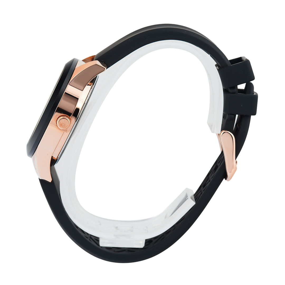 Jam Tangan Alexandre Christie Passion AC 9394 LHRRGBA Women Black Dial Black Rubber Strap