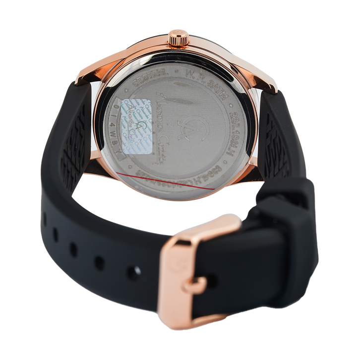 Jam Tangan Alexandre Christie Passion AC 9394 LHRRGBA Women Black Dial Black Rubber Strap