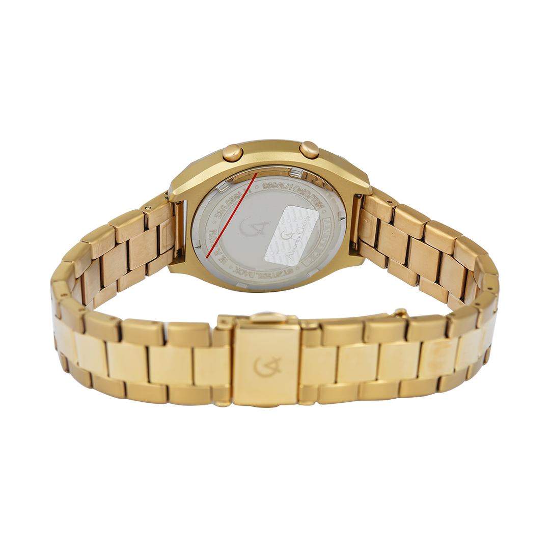 Jam Tangan Alexandre Christie AC 9396 LHBGPLB Women Digital Dial Gold Stainless Steel Strap