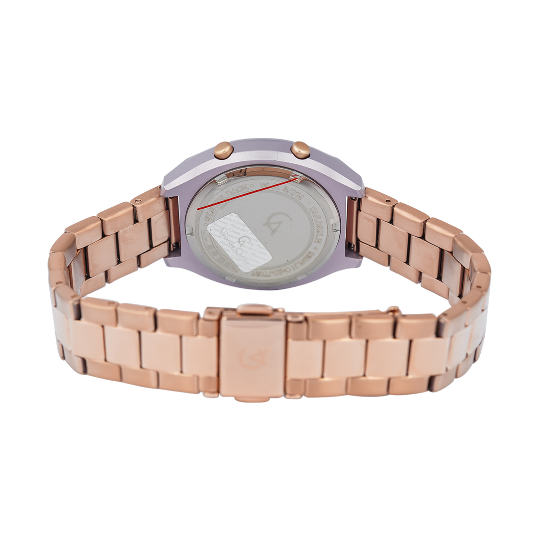 Jam Tangan Alexandre Christie AC 9396 LHBRGPU Women Digital Dial Rose Gold Stainless Steel Strap