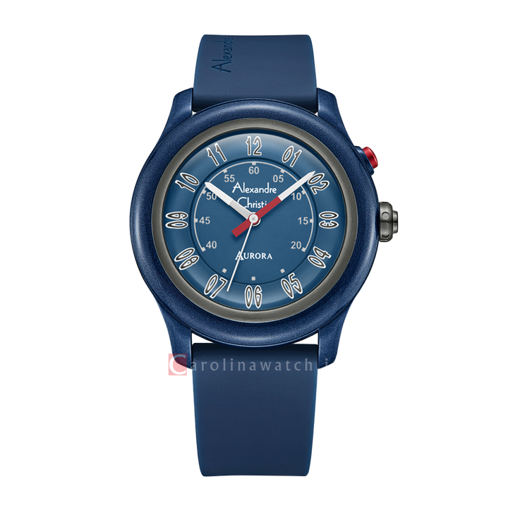 Jam Tangan Alexandre Christie Aurora AC 9397 MHRIGBU Men Blue Dial Blue Rubber Strap