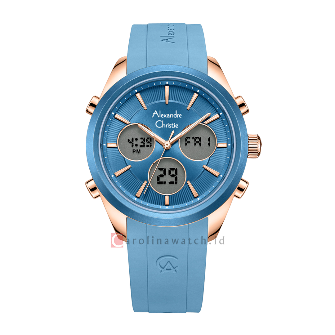 Jam Tangan Alexandre Christie AC Multifunction AC 9398 LHRRGBU Women Blue Dial Blue Rubber Strap