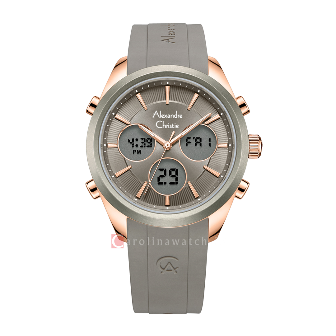 Jam Tangan Alexandre Christie AC Multifunction AC 9398 LHRRGDG Women Dark Grey Dial Warm Grey Rubber Strap