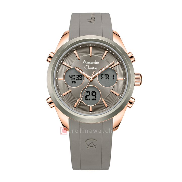 Jam Tangan Alexandre Christie AC Multifunction AC 9398 LHRRGDG Women Dark Grey Dial Warm Grey Rubber Strap