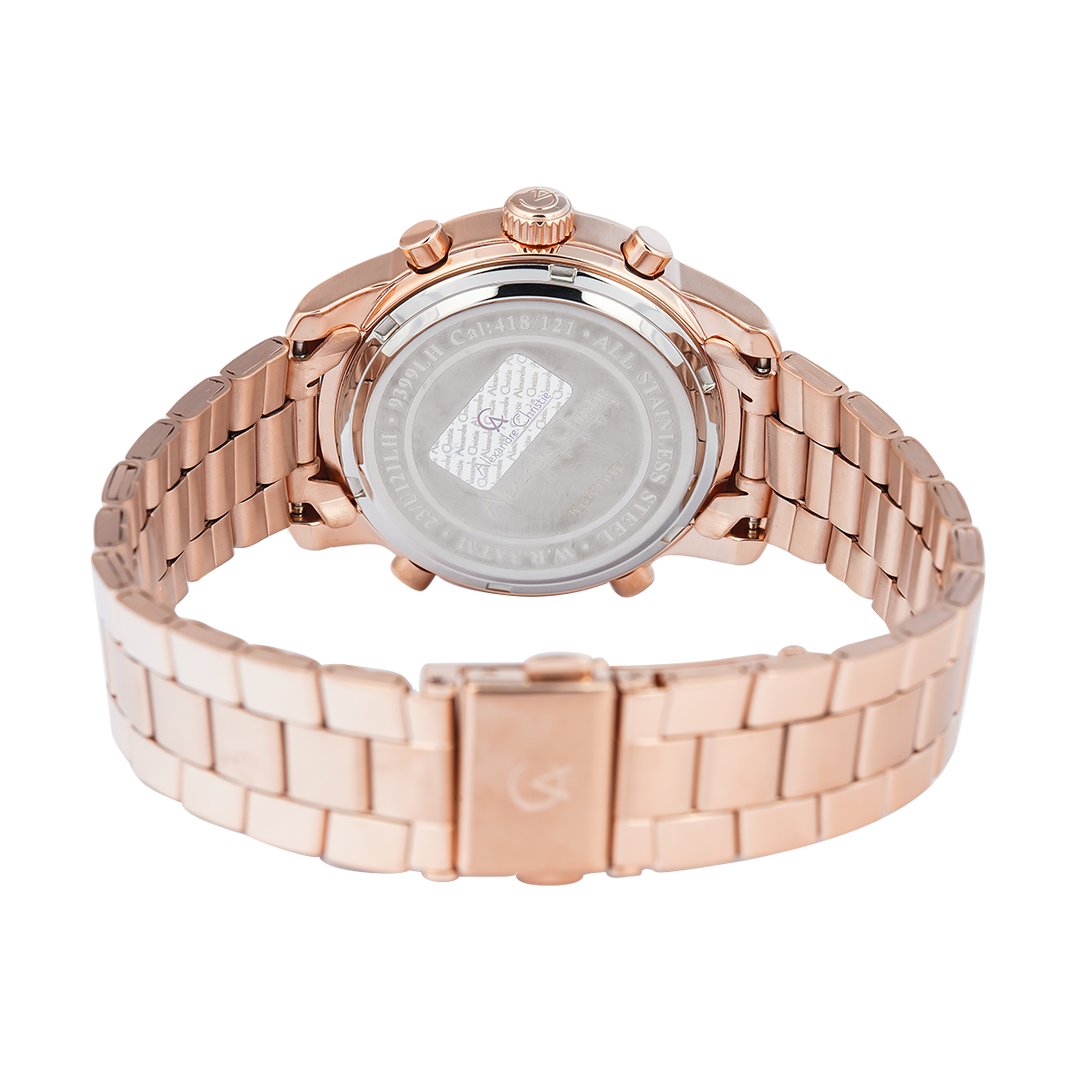 Jam Tangan Alexandre Christie AC 9399 LHBRGPN Women Pink Dial Pink Stainless Steel Strap