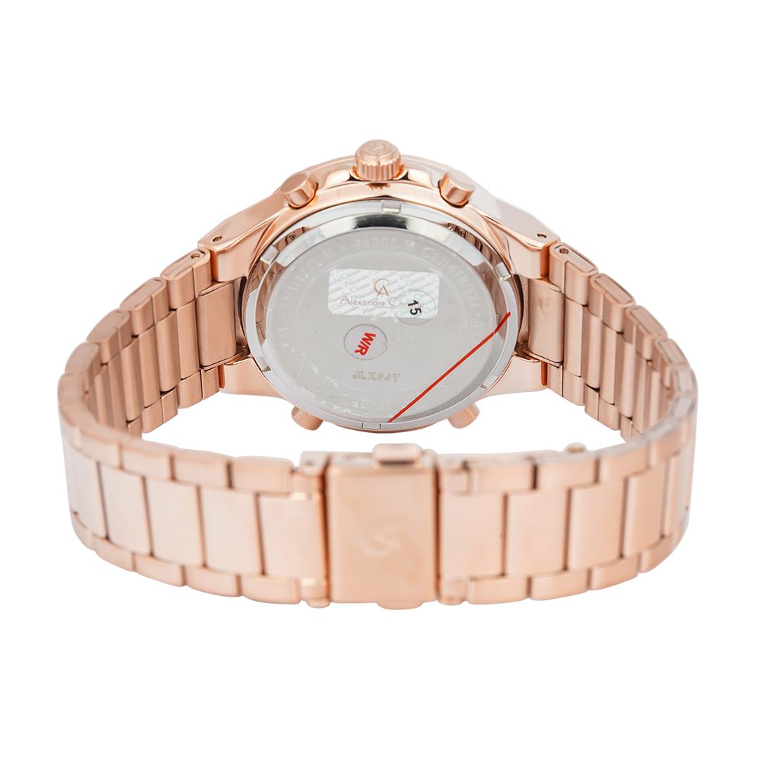 Jam Tangan Alexandre Christie AC 9400 LHBRGLG Women Grey Digital Analog Dial Rose Gold Stainless Steel Strap