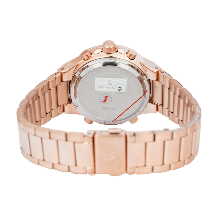 Jam Tangan Alexandre Christie AC 9400 LHBRGLG Women Grey Digital Analog Dial Rose Gold Stainless Steel Strap