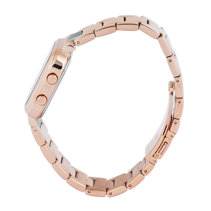 Jam Tangan Alexandre Christie DIGI AC 9402 LHBRGLB Women Light Blue Digital Dial Rose Gold Stainless Steel Strap
