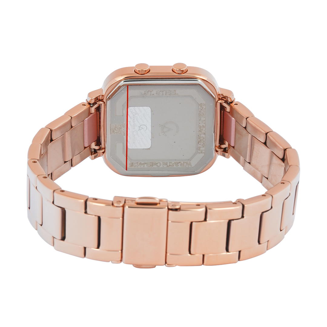 Jam Tangan Alexandre Christie DIGI AC 9402 LHBRGPN Women Pink Digital Dial Rose Gold Stainless Steel Strap