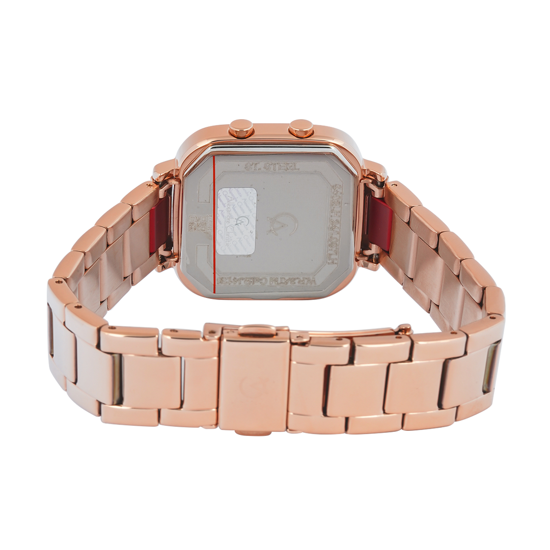 Jam Tangan Alexandre Christie DIGI AC 9402 LHBRGRE Women Red Digital Dial Rose Gold Stainless Steel Strap