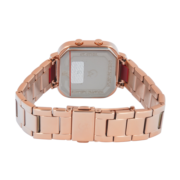 Jam Tangan Alexandre Christie DIGI AC 9402 LHBRGRE Women Red Digital Dial Rose Gold Stainless Steel Strap